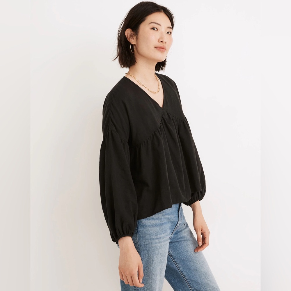 NWT Madewell Monterey Top in True Black, L